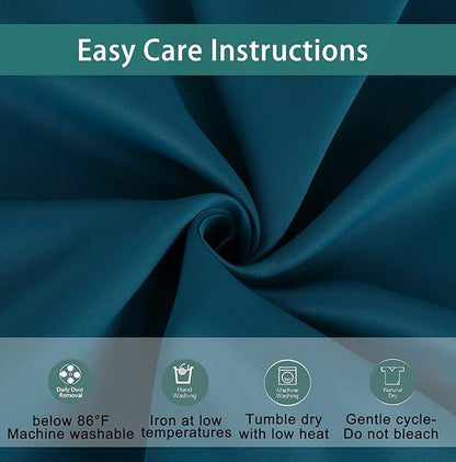 BONZER Mix and Match Curtains - 2 Pieces Branch Print Sheer Curtains and 2 Pieces Blackout Curtains for Bedroom Living Room Grommet Window Drapes, 54x63 Inch/Panel, Teal, Set of 4 Panels