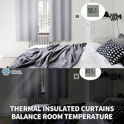 BGment Room Darkening Curtains for Bedroom - Grommet Thermal Insulated Window Treatments Light Blocking Curtains for Living Room, Set of 2 Panels, Each 46 x 54 Inch, Light Grey