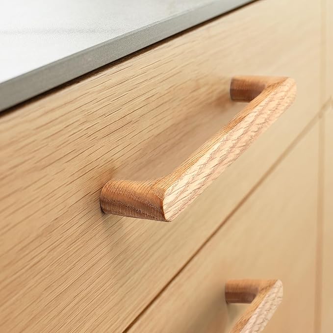 Black Round 7-1/2in 6 pcs Wooden Drawer Pulls Handle pulls for cabinets Kitchen Cabinet Drawer pulls Cabinet Door Pull