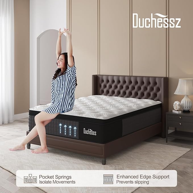 Full Mattress, 12 Inch Hybrid Mattresses Eurotop with Gel Memory Foam,Motion Isolation Individually Wrapped Pocket Coils Breathable Comfort Soft Pressure Relief 100 Night Trial