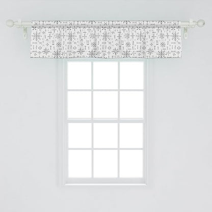 Ambesonne Nordic Window Valance Pack of 2, Viking Runes and Talismans Scandinavian Symbols with The Futhark Alphabet, Rod Pocket Curtain Valances for Kitchen Bedroom, 54" X 12", Dark Grey and White