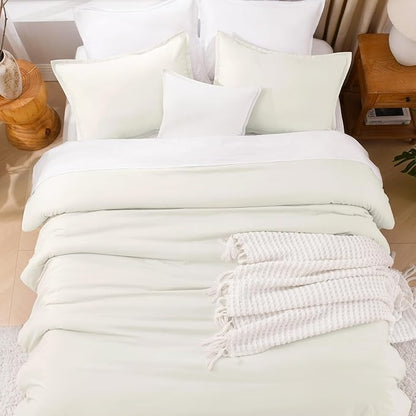 Litanika Ivory Comforter Set Twin/Twin XL Size, 2 Pieces Lightweight Solid Bedding Comforter Set, All Season Fluffy Bed Set (66x90In Comforter & 1 Pillowcase)