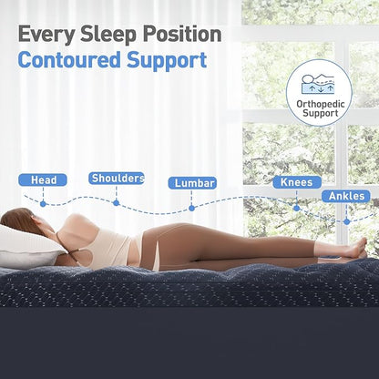 Dual Layer 3 Inch Memory Foam Mattress Topper California King Size, 2 Inch Gel Memory Foam Plus 1 Inch Cooling Pillow Top Mattress Pad Cover, with 8-21 Inch Deep Pocket, Navy Blue