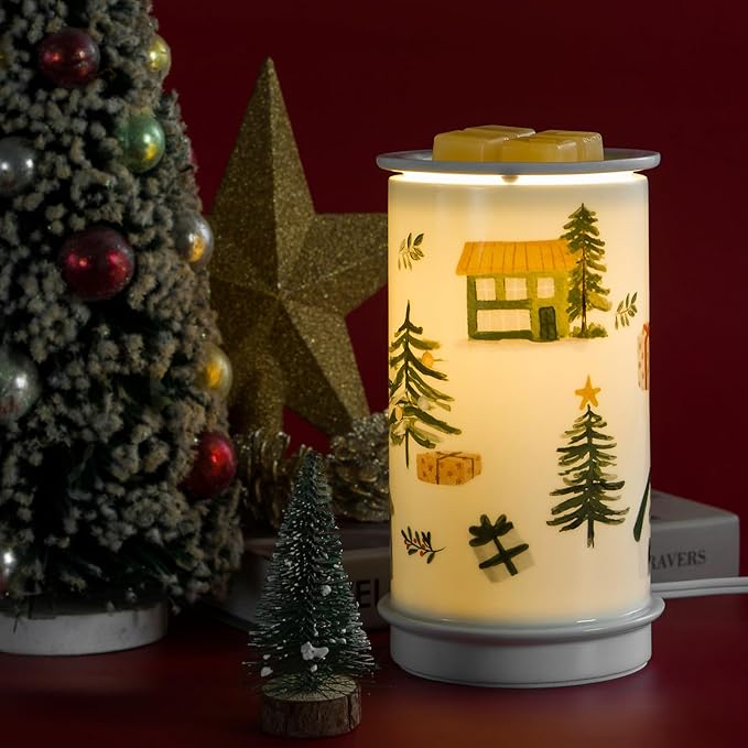 STAR MOON Ceramic Wax Melt Warmer,Candle Wax Warmer for Scented Wax Melter,Electric Wax Melts Wax Cubes Candle Lamp for Home Office Decor,Wax Burner as for Family and Friend, Farmhouse