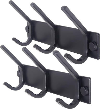 WEBI Coat Rack Wall Mounted,3 Coat Hooks for Hanging Coats,Heavy Duty Metal Hook Rack Hook Rail Coat Hanger Wall Coat Rack with Hooks for Clothes Entryway Jacket,Black,2 Packs
