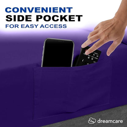 DREAMCARE California King Sheet Sets - Cooling Bed Sheets - 4pcs Set - up to 15" Deep Pocket Cal King Sheets - California King Sheets - Soft & Lasting 100% Brushed Polyester with Side Pocket - Purple