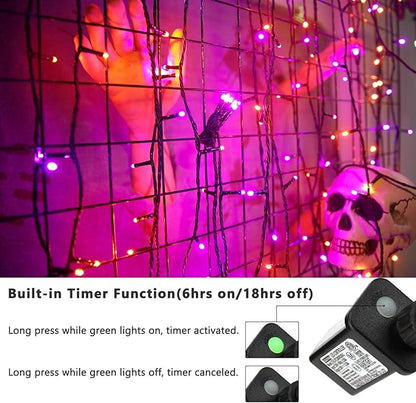 Brizled Halloween Lights, 262.46FT 800 LED Halloween Lights, Mini Purple Light 8 Modes Waterproof, Plug in Orange LED String Light for Outdoor Indoor Thanksgiving Party Decor (Orange & Purple)