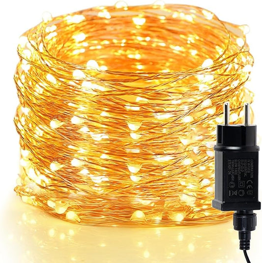 Moobibear 66Ft 200LED Plug-in Waterproof Fairy String Lights with 8 Lighting Modes - Indoor & Outdoor Decor for Bedroom, Girl’s Room, Garden, Party, Christmas - Warm White Twinkle Lights