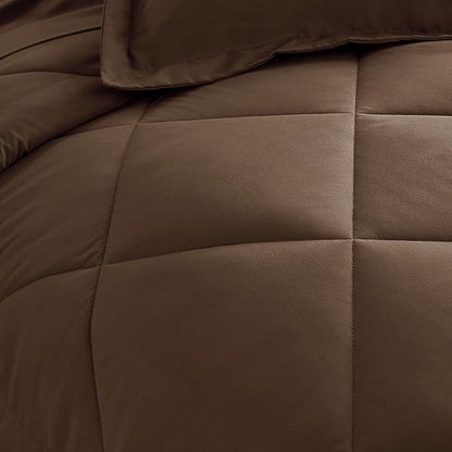 CozyLux Queen Comforter Set Brown - Bed in a Bag Queen Size 7 Pieces, Luxury Soft Bed Set for All Seasons, Bedding Set with Down Alternative Comforter, Sheets, Pillowcases & Shams