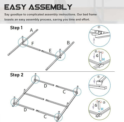 California King Size Bed Frame, 7 Inch Metal Basics Bed Frame,Low Profile Base for Box Spring, 9-Leg Support, Noise-Free, Easy Assembly, Black