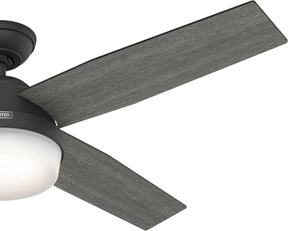 Hunter Fan Company, 52388, 52 inch Dempsey Matte Black Ceiling Fan with LED Light Kit and Handheld Remote