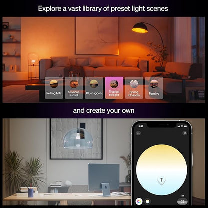 Philips Hue Smart LED A19 Bulb, White & Color Ambiance, E26 Base, 7.2W, Full Spectrum Light 1000K-20000K, 810 Lumens, Dimmable, Works with Alexa, Google,& Apple Home, 3pk
