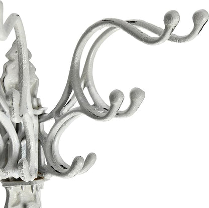 Creative Co-Op Antique Decorative Cast Iron Multi Hook Wall Hanger with 15 Hooks, Distressed White