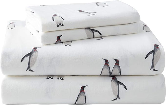 Eddie Bauer - King Sheets, Cotton Flannel Bedding Set, Brushed For Extra Softness, Cozy Home Decor (Rookeries, King)