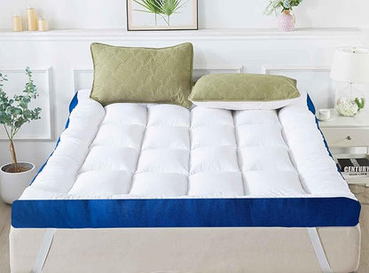WhatsBedding 5 Inch Memory Foam Twin Mattress Topper 100% Cotton Top, Filled with Breathable & Soft Memory Foam Pillow Top,4 Elastic Straps, 75x39x5 Inch, Twin