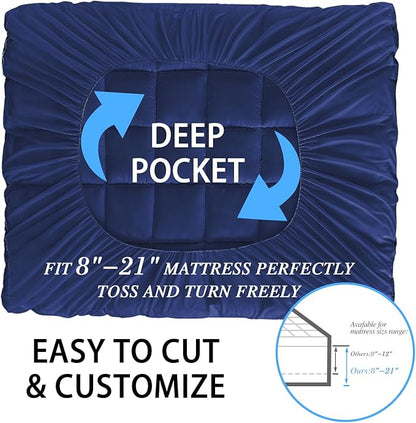 CYMULA Mattress Topper Queen Size - Extra Thick Cooling Mattress Pad Cover for Back Pain - Soft Mattress Protector Firm Bed Topper Pillow Top with 8-21 Inch Deep Pocket 3D Snow Down Alternative Fill