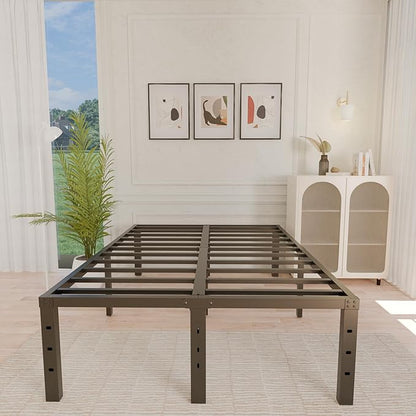 ALDRICH 18 Inch Metal California King Size Bed Frame - Black Basic Steel Slats Cali Platform, Easy Assembly Heavy Duty Noise Free Cal Bedframes, No Box Spring Needed
