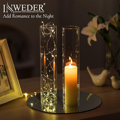 Glass Hurricane Candle Holder: 12" Tall Candlestick Holder Bulk with Cylinder Windproof Cover Set of 10 Clear Taper Candle Holders for Wedding Party Birthday Christmas Decor