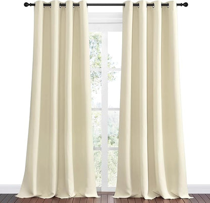 NICETOWN Beige Room Darkening Curtains 102" Long for Boho Farmhouse Home Decoration, 55" Wide, Set of 2, Window Treatment Total Privacy Drape Panels for Bedroom Guest Room