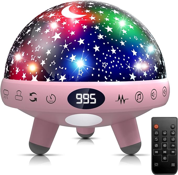 YACHANCE Baby Night Light Star Projector Night Light projector for Kids Room with Sound Machine White Noise Machine for Sleeping Soother Nursery Lamp 9 Natural Sounds 20 Lullabies Remote Control Timer