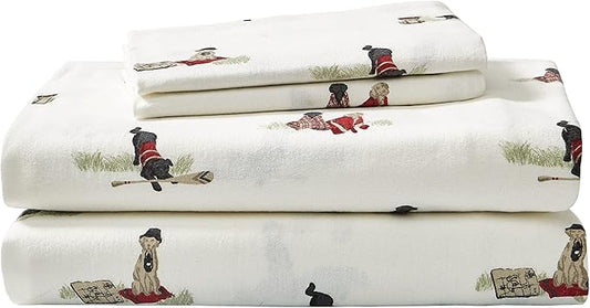 Eddie Bauer - King Sheet Set, Warm Breathable Cotton Flannel Bedding with Deep Pockets, Brushed for Extra Softness, Cozy Home Decor, Oeko-Tex Certified (Retriever Adventure, King)