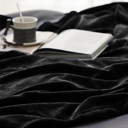Bedsure GentleSoft Fleece Throw XL Blanket Black - 300GSM Soft Lightweight Plush Cozy Blankets for Bed, Sofa, Couch, Travel, Camping, 50x70 inches