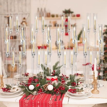 12PCS 8 Arm Acrylic Candelabra for Party Table Centerpiece,Clear Candelabra Centerpiece for Wedding 38.5 Tall Floor Candle Holder for Christmas Party Baby Shower Decor candelabros para centros de mesa