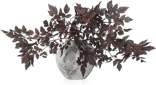 Lyrow 3 Pack Artificial Cimicifuga Plant Leaf Spray Faux Plum Cimicifuga Ramosa Leaf Branch Faux Fall Spray Silk Plants for Home Vase Wedding Garden Farmhouse Table Mantel Decor (18 Inches)