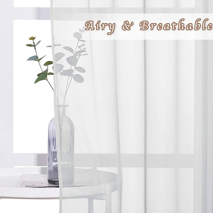 NICETOWN Sheer Window Curtains for Living Room, Grommet Lightweight Gauzy Textured Sheer Panels Window Treatment for Boys/Modern Bedroom, Light Gray, W70 x L72, 2 PCs