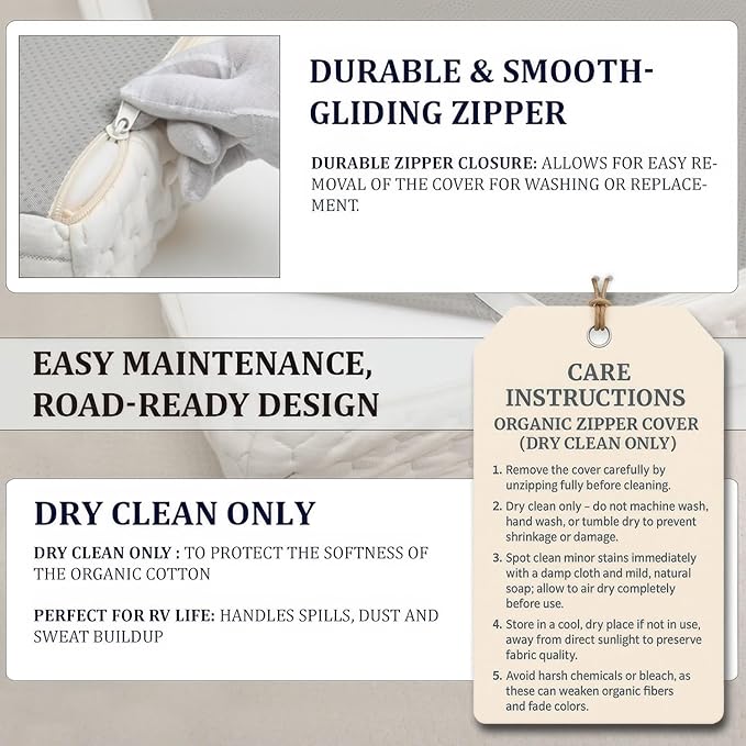 Foamma 5” x 30” x 80” Camper/RV Travel Gel Memory Foam Bunk Mattress, Organic Cotton Cover, Made in USA, Comfortable, Travel Trailer, CertiPUR-US Certified