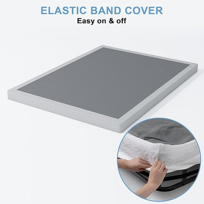 Full Box Spring - 4 Inch High Profile Box Spring for Full Bed, Sturdy Metal Frame Mattress Foundation, Easy Assembly, Quiet & Noise-Free