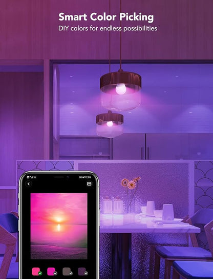 Govee Smart Light Bulbs, WiFi & Bluetooth Color Changing Light Bulbs, Music Sync, 16 Million DIY Colors RGBWW Color Lights Bulb, Work with Alexa, Google Assistant Home App, 800 Lumen, 2 Pack