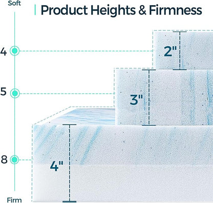 LINSY LIVING 3 Inch Mattress Topper Full, Cooling Gel Infused Swirl Memory Foam, Soft Mattress Topper for Firm Mattress, CertiPUR-US Certified Bed Topper, Full Size