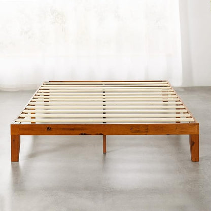 Mellow Naturalista Classic 12-Inch Solid Wood Platform Bed | Wooden Slats, No Box Spring Needed, Easy Assembly | Full, Cherry