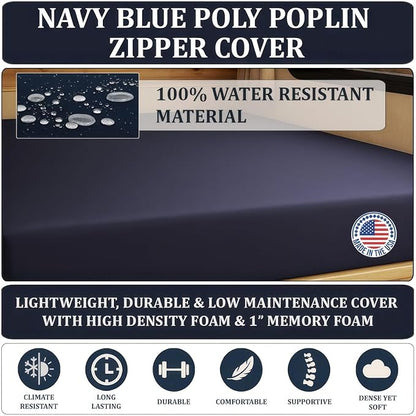 Foamma 4” x 28” x 72” Water Resistant Gel Memory Foam RV Bunk Mattress, Firm High Density Foam Base, Comfortable and Durable Polyester Cover, Truck, Camper, Travel Trailer, Made in USA