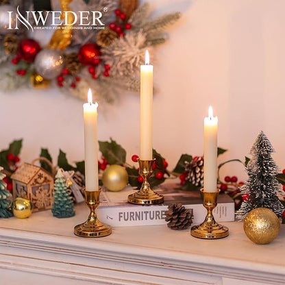 Gold Taper Candle Holder Vintage: Small Candlestick Holders Metal Candle Sticks Holder Decor Antique Decoration for Dinning Table Mantel Wedding Centerpieces Christmas Party Set of 6