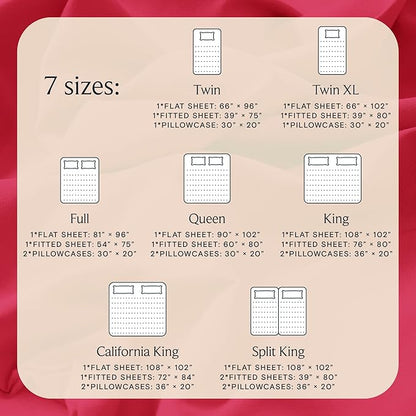 LuxClub 4 PC Sheet Set Bed Sheets Deep Pockets 16" Eco Friendly Wrinkle Free Cooling Machine Washable Hotel Bedding Silky Soft - Red King