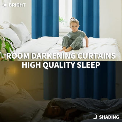 BGment Blackout Curtains - Grommet Thermal Insulated Room Darkening Bedroom and Living Room Curtains, Set of 2 Panels (52 x 45 Inch, Steel Blue)