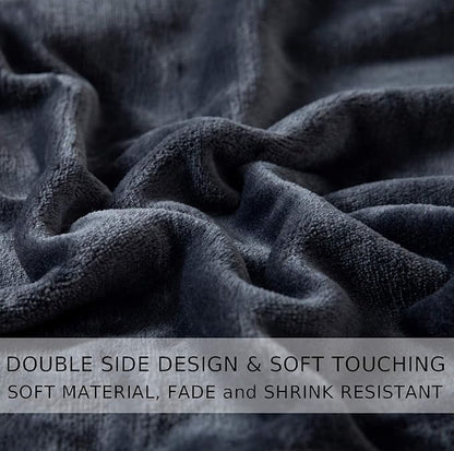HOZY Soft Blanket Twin/Twin XL Fleece Warm Fuzzy Throw Extra Long Blankets for The Bed Sofa Lightweight Dark Grey 66"*90"