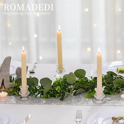 Romadedi Glass Candle Holder for Candlestick - 2 Pcs Clear Small Tapered Candle Holder Decor Wedding Table Centerpiece for Candle Sticks Christmas Party Living Room Dinner Advent