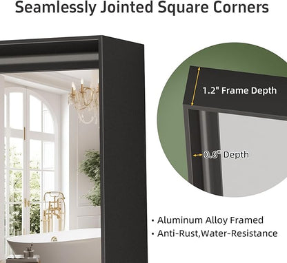 32”x 24” Black Bathroom Mirrors for Over Sink, Rectangle Mirror, Modern Farmhouse Decor, Metal Framed, Tempered Glass, Vanity Mirrors for Wall Mounted (Horizontal/Vertical)