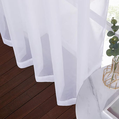 NICETOWN White Sheer Curtains for Bedroom Windows 84" Length with Width 37" Per Panel, Grommet Casual Voile Sheer with Light Filter Window Treatments for Nursery/Apartment/Living Room, Set of 2