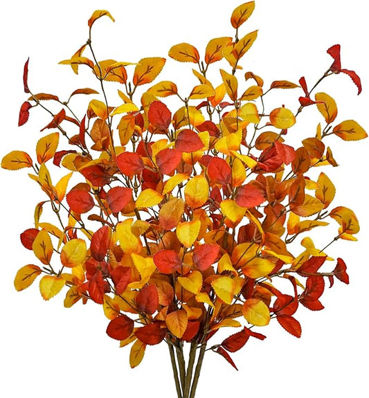 4pcs Artificial Fall Eucalyptus Leaves Stems, 27" Fall Flowers Eucalyptus Leaves Branches Faux Fall Leaf Spray Fall Decorations for Home Floral Arrangement Autumn Table Centerpiece