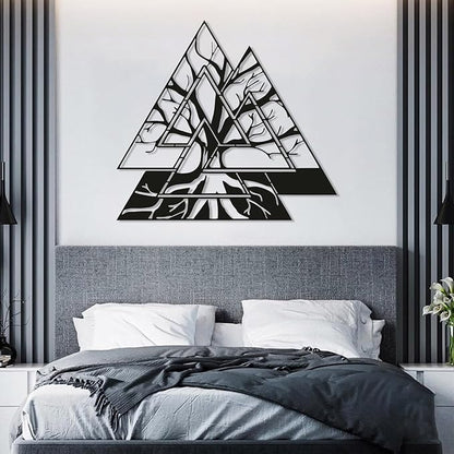 Metal Viking Wall Decor, Tree of Life Metal Wall Art, Norse Viking Decor, Norse Pagan Decor, Pagan Wall Decor, Tree of Life Wall Sculpture, Scandinavian Home Decor, Godly Home Decor (Black, 24"x14"|60x60cm)