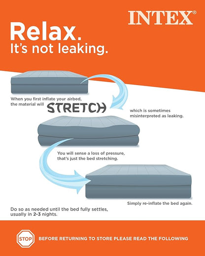 Intex 64758E Dura-Beam Standard Downy Air Mattress: Fiber-Tech, Full Size, 10in Bed Height, 600lb Weight Capacity, Pump Sold Separately (Pack of 3)
