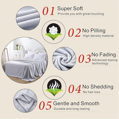 Polar Fleece Throw Blankets Travel Size for The Bed Extra Soft Brush Fabric Super Warm Sofa Throw Blanket 50" x 61"(Gray Travel)