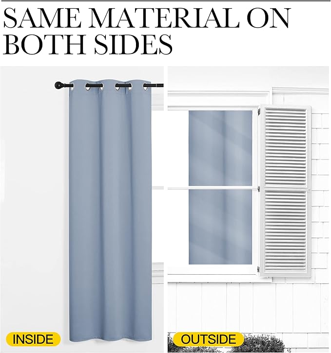 NICETOWN Vintage Blue Blackout Curtains 84 inches Length for Dining Room, 2 Panels, 34" Wide, Thermal Insulated Long Drapes for Window