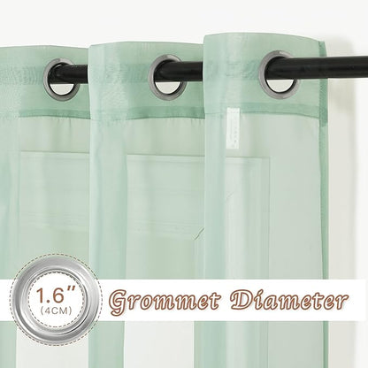 NICETOWN Sheer Sage Green Curtains for Bedroom 108 inches Length, Grommet Airy & Breathable Soft Voile Sheer Window Treatment with Light Filtering for Living Room, W54 x L108, 2 Panels