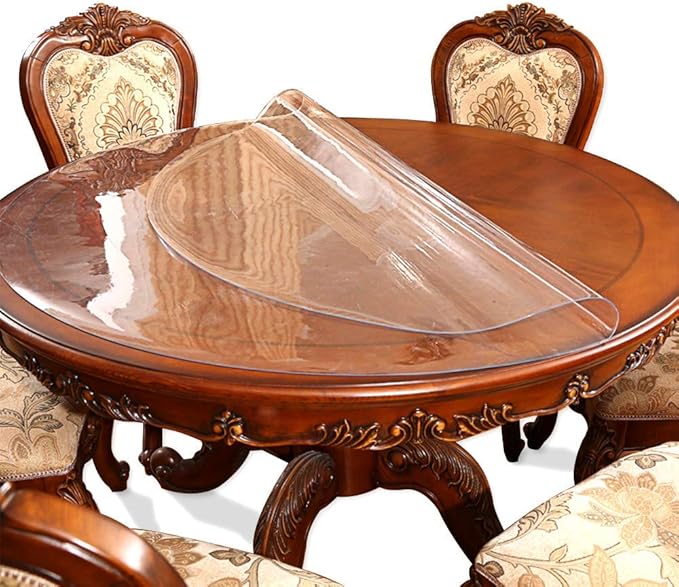 54 Inch Round Clear Dining Table Protector Tablecloth Cover Desk Top Pad Mat for Glass Furniture Study Coffee End Bed Sofa Side Bistro Bar Corner Pub Night Stand Dinner Table Thick Plastic PVC Vinyl