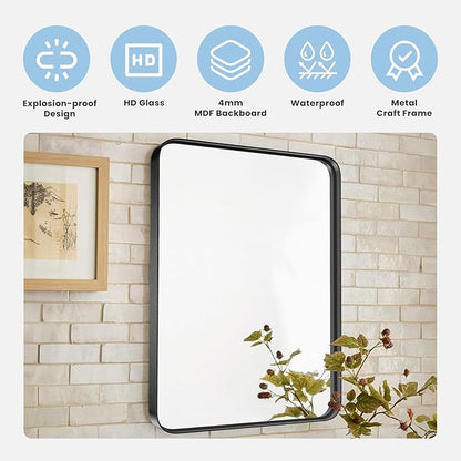 Sweetcrispy 24x36 Inch Black Bathroom Mirrors for Wall, Bathroom Mirrors for Over Sink, Rectangle Wall Decor for Entryway, Bedroom, Vanity